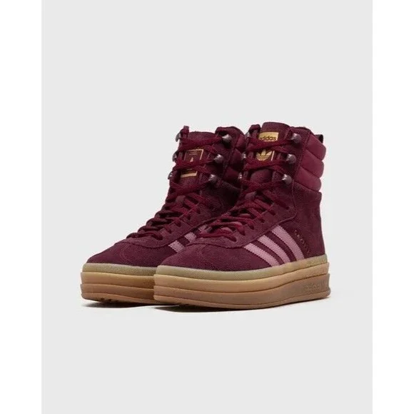 Adidas Gazelle High Boots Maroon Gum Women's Athletic Shoes ID6882